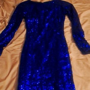 Blue Sequined Cocktail Dress